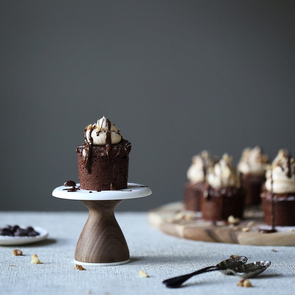 Chocolate Walnut Brownies with Salted Caramel Frosting