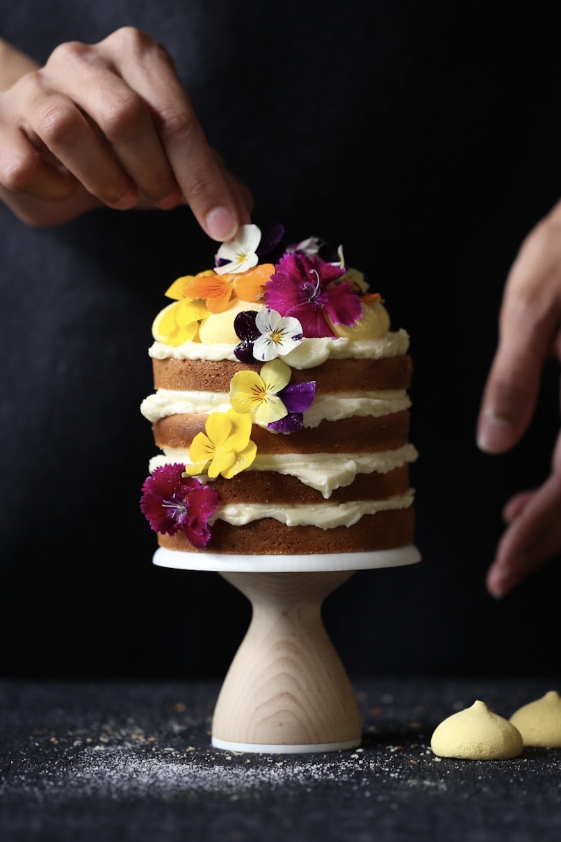 Triple Lemon Naked Layer Cake with Edible Flowers - Buttered Side Up