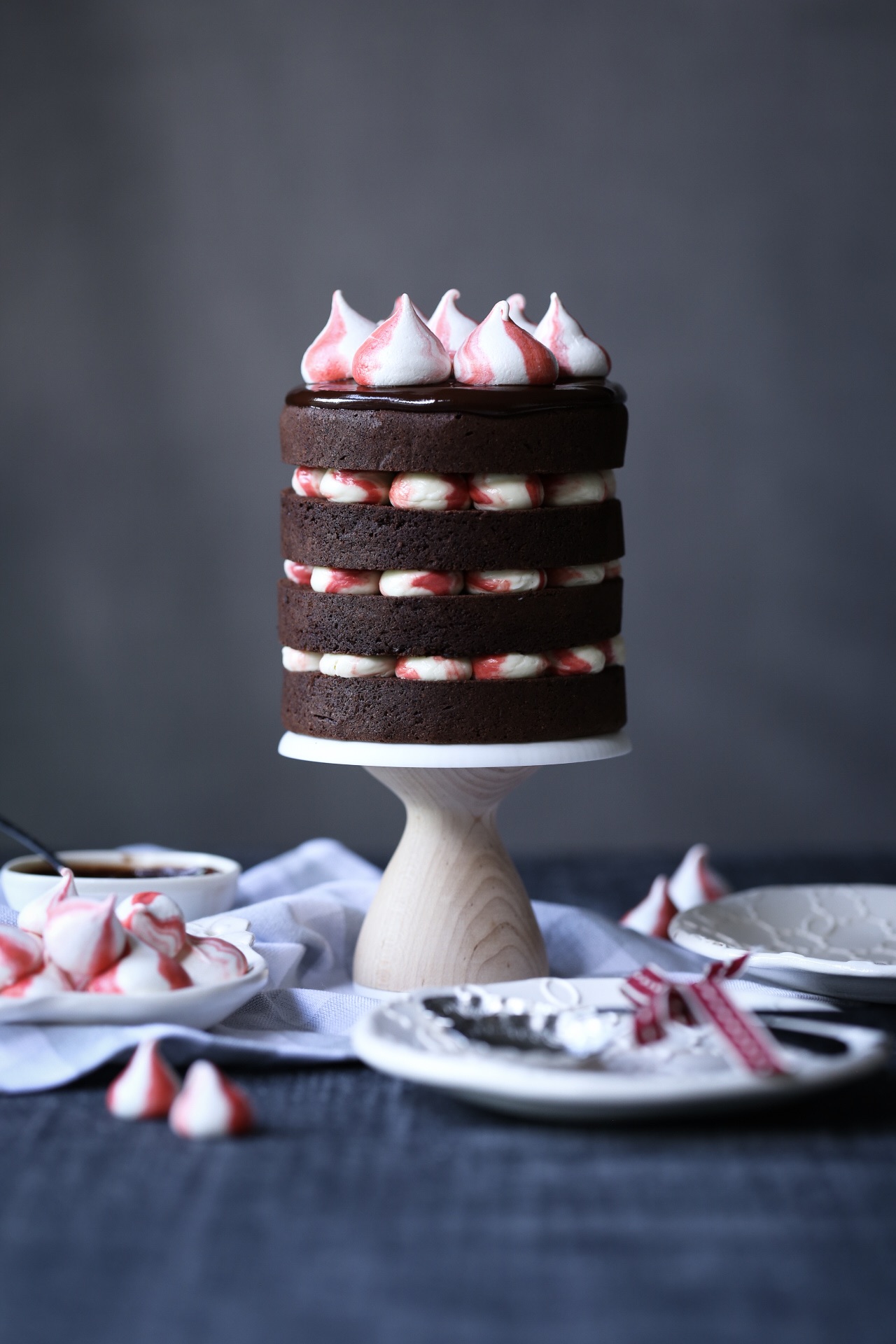 Dark Chocolate Peppermint Brownie Cake