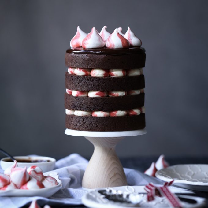Dark Chocolate Peppermint Brownie Cake