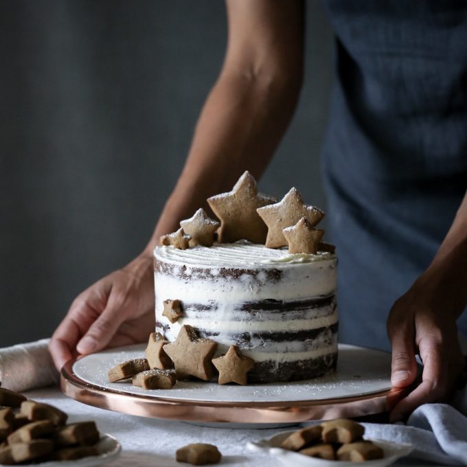 Gingerbread Cake with Lime Curd and White Chocolate Frosting