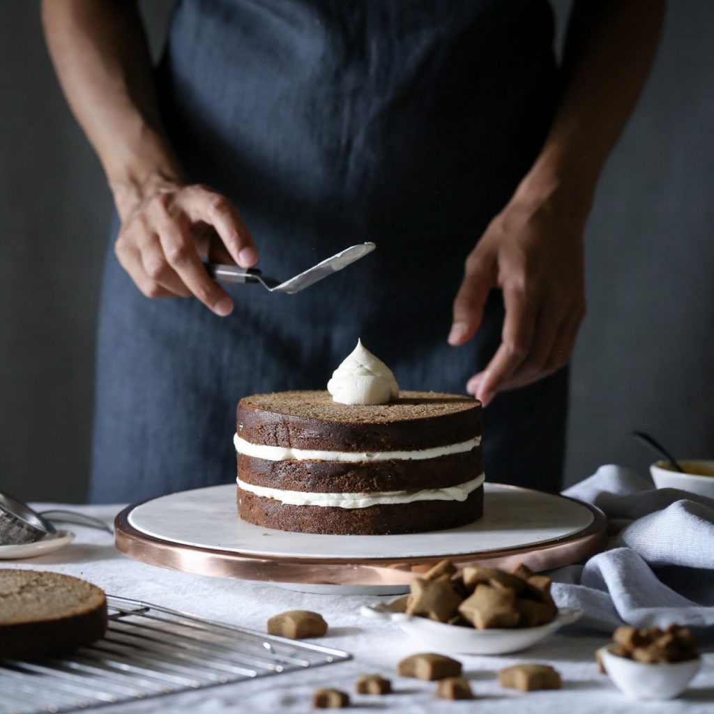 Gingerbread Cake with Lime Curd and White Chocolate Frosting