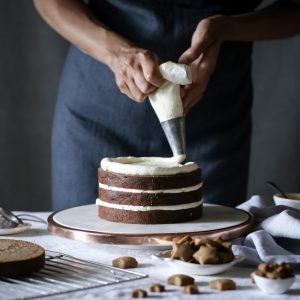 Gingerbread Cake with Lime Curd and White Chocolate Frosting