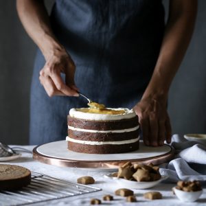 Gingerbread Cake with Lime Curd and White Chocolate Frosting