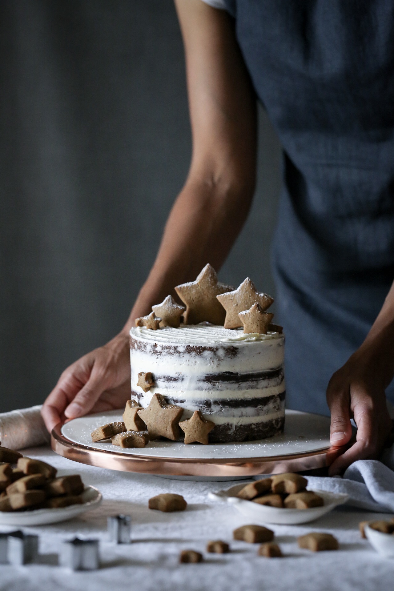 Gingerbread Cake with Lime Curd and White Chocolate Frosting