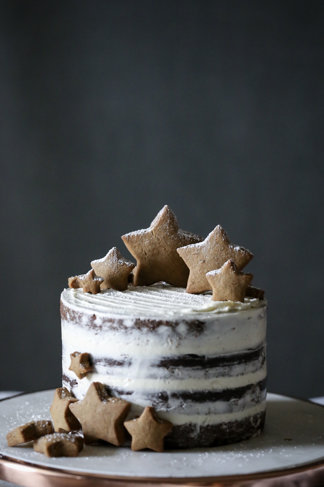 Gingerbread Cake with Lime Curd and White Chocolate Frosting