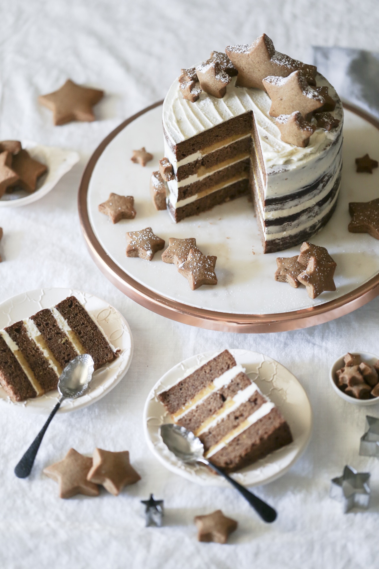 Gingerbread Cake with Lime Curd and White Chocolate Frosting