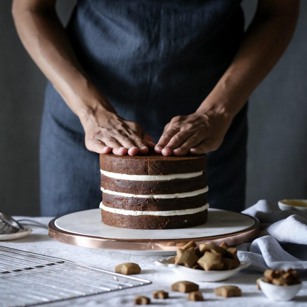 Gingerbread Cake with Lime Curd and White Chocolate Frosting