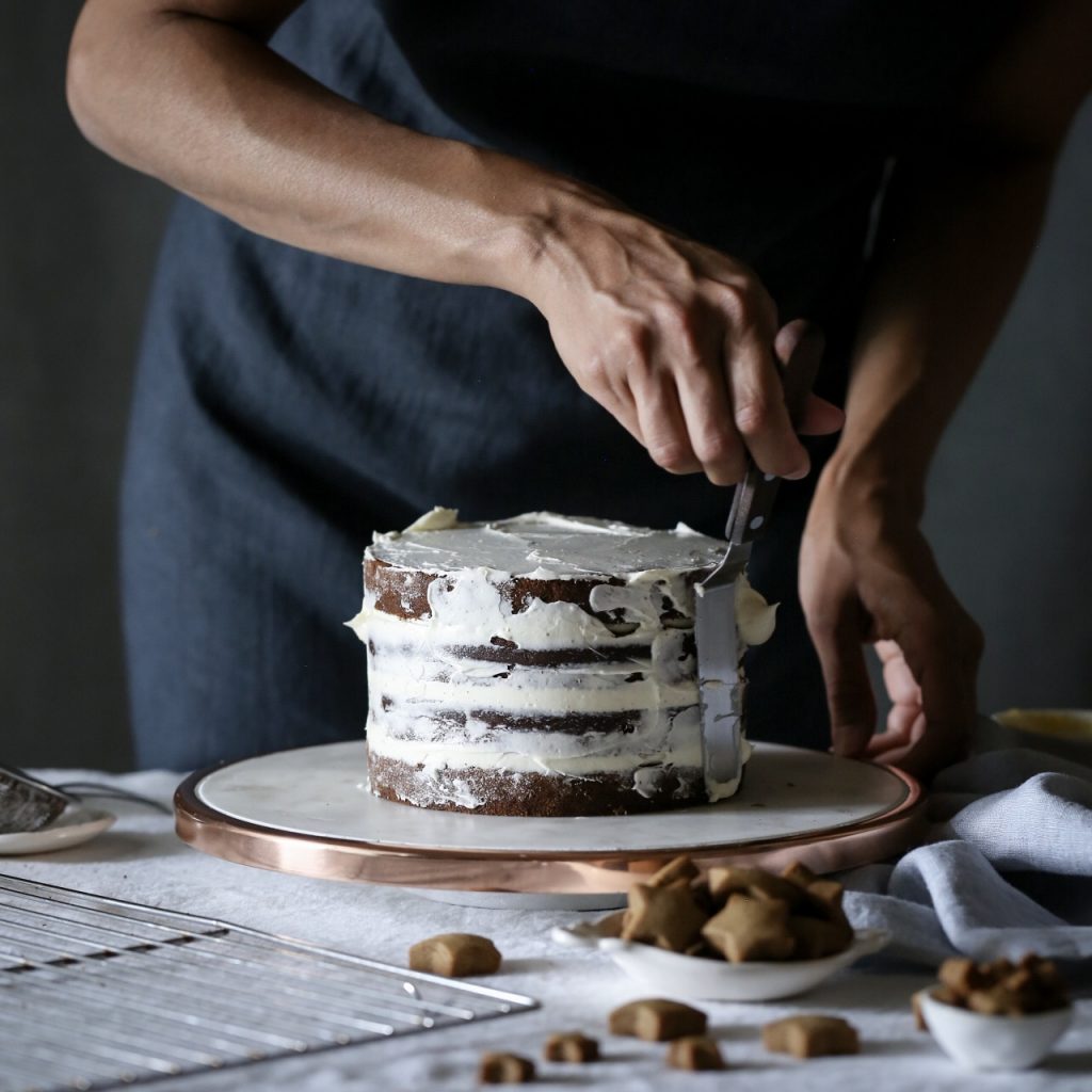 Gingerbread Cake with Lime Curd and White Chocolate Frosting