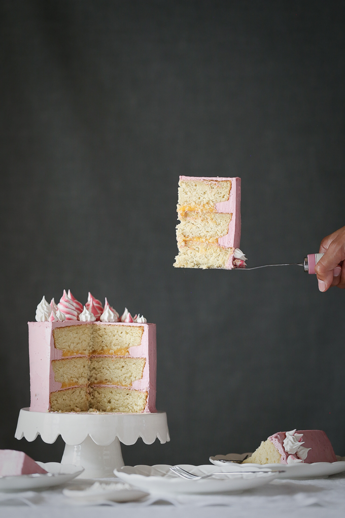 Coconut Raspberry Cake with Lemon Curd