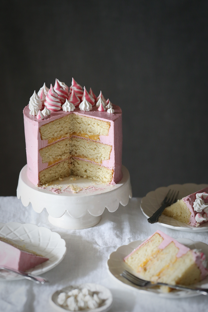 Coconut Raspberry Cake with Lemon Curd