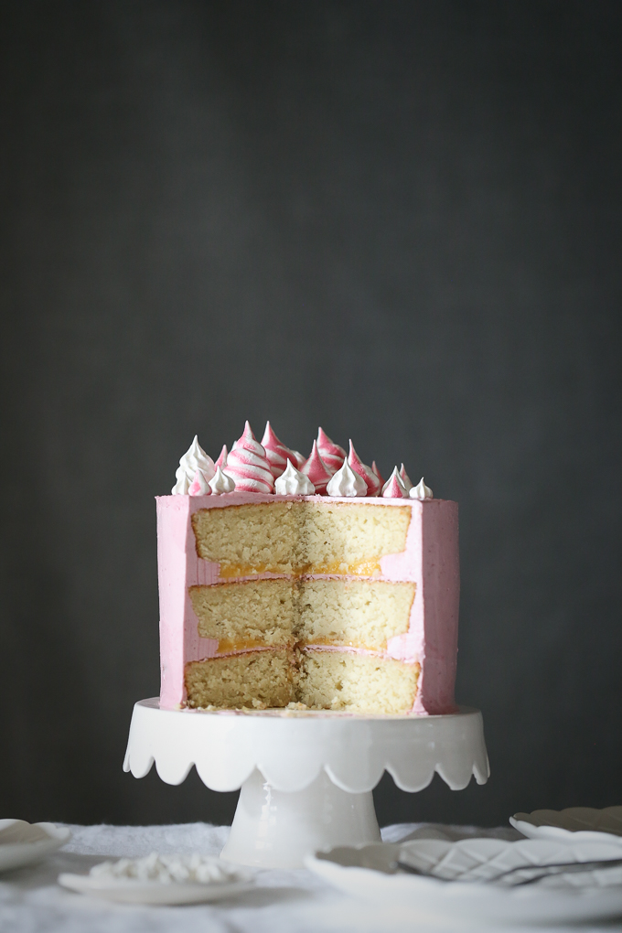 Coconut Raspberry Cake with Lemon Curd