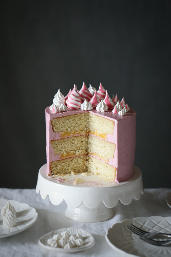 Coconut Raspberry Cake with Lemon Curd