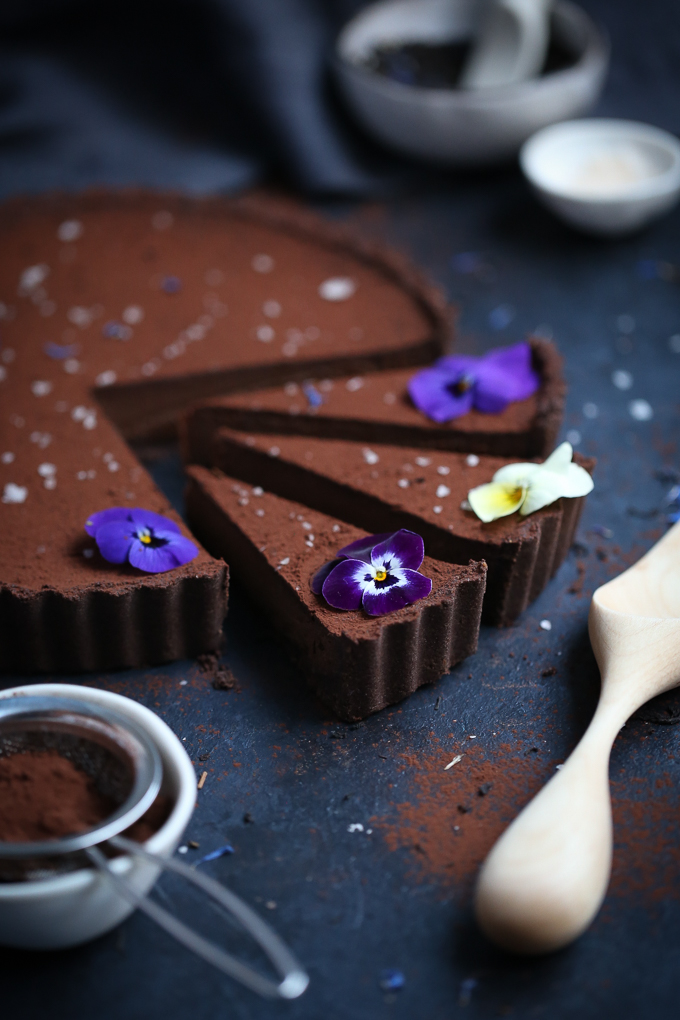 Chocolate Earl Grey Tart + Sea Salt (gf) | The Polka Dotter