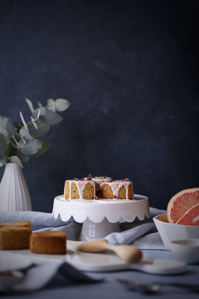 Lemon Rose Pistachio Cakes + Grapefruit Glaze | The Polka Dotter