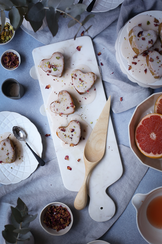 Lemon Rose Pistachio Cakes + Grapefruit Glaze | The Polka Dotter