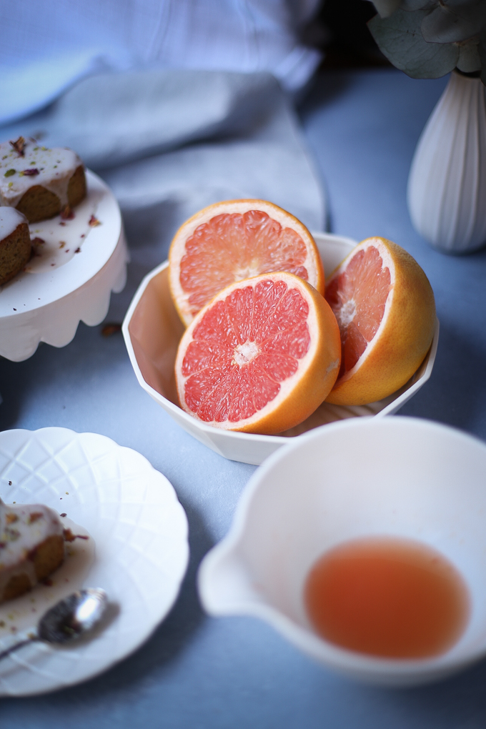 Lemon Rose Pistachio Cakes + Grapefruit Glaze | The Polka Dotter