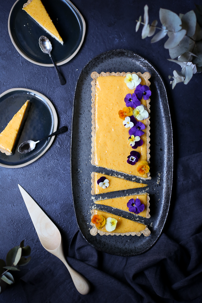 Meyer Lemon Curd + White Chocolate Cheesecake Tart | The Polka Dotter