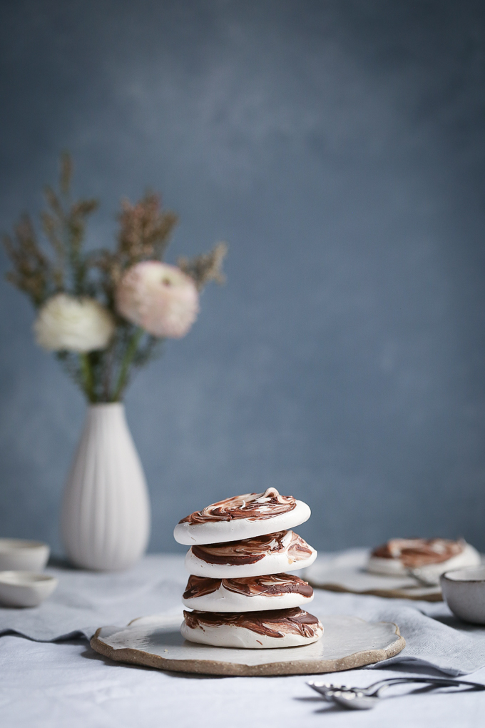 Chocolate Swirled Meringues + Blood Orange Curd | The Polka Dotter