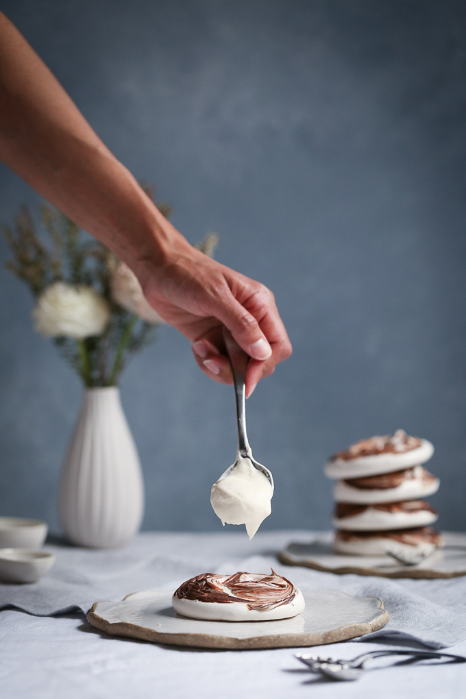 Chocolate Swirled Meringues + Blood Orange Curd | The Polka Dotter