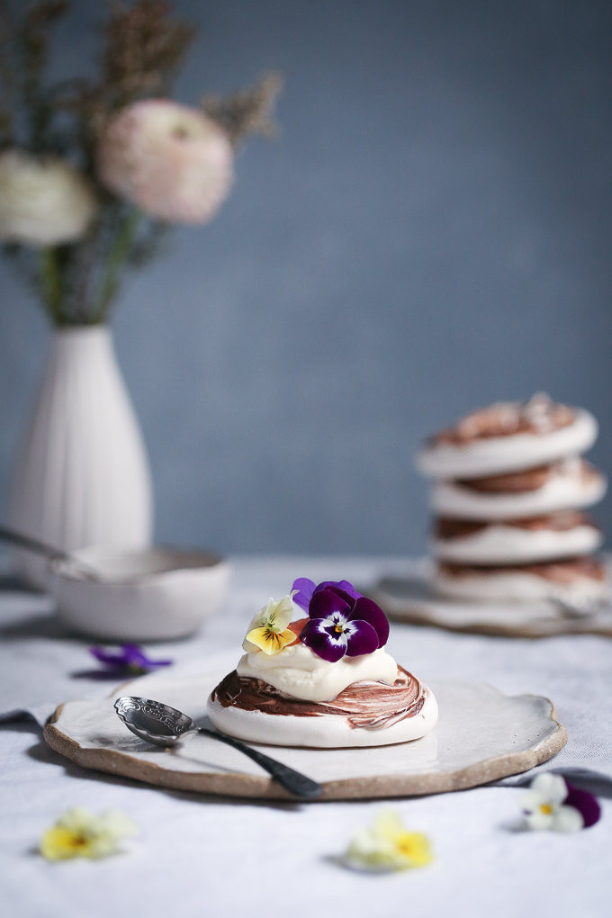 Chocolate Swirled Meringues + Blood Orange Curd | The Polka Dotter