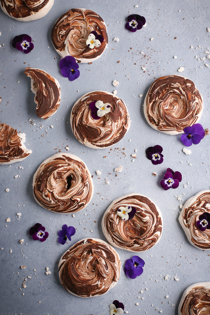 Chocolate Swirled Meringues + Blood Orange Curd | The Polka Dotter