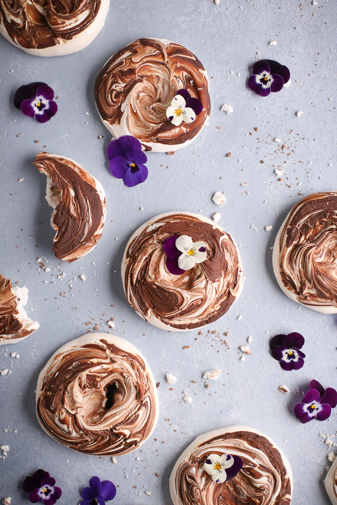 Chocolate Swirled Meringues + Blood Orange Curd | The Polka Dotter