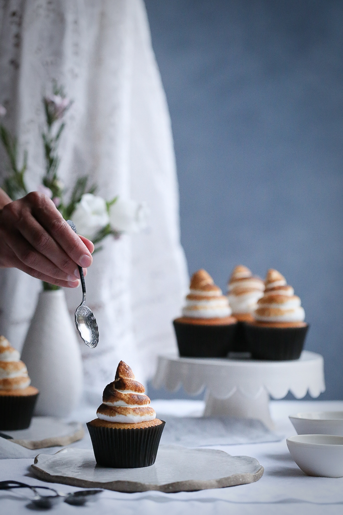 Coconut Meringue Cupcakes + Blood Orange Curd | The Polka Dotter