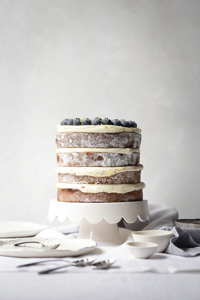 Lemon and Blueberry Layer Cake + Cream Cheese Frosting | The Polka Dotter