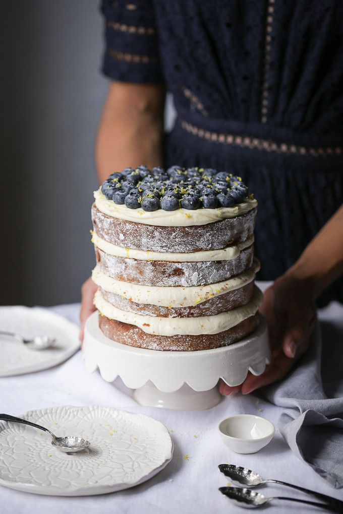 Lemon and Blueberry Layer Cake + Cream Cheese Frosting | The Polka Dotter