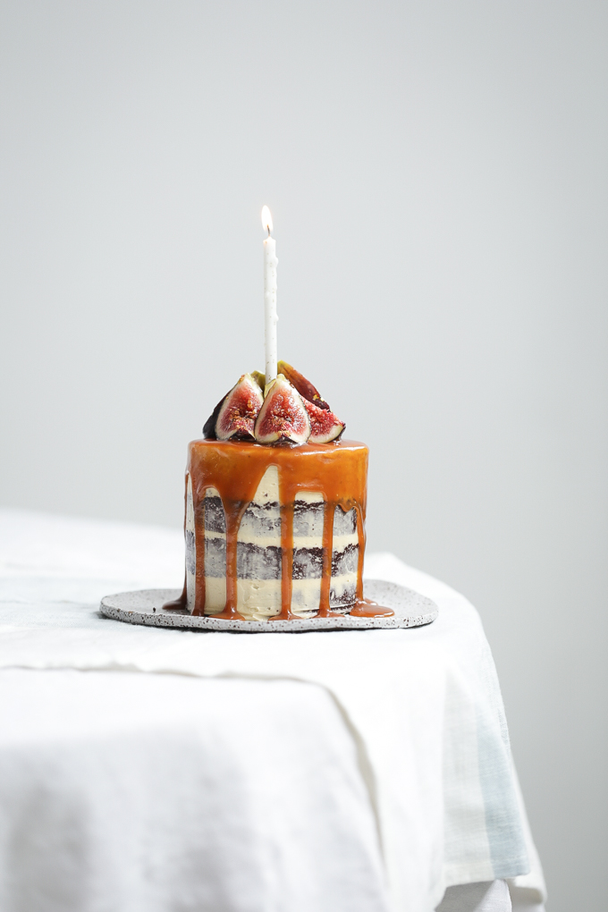 Chocolate Salted Caramel Brownie Cake + Fresh Figs