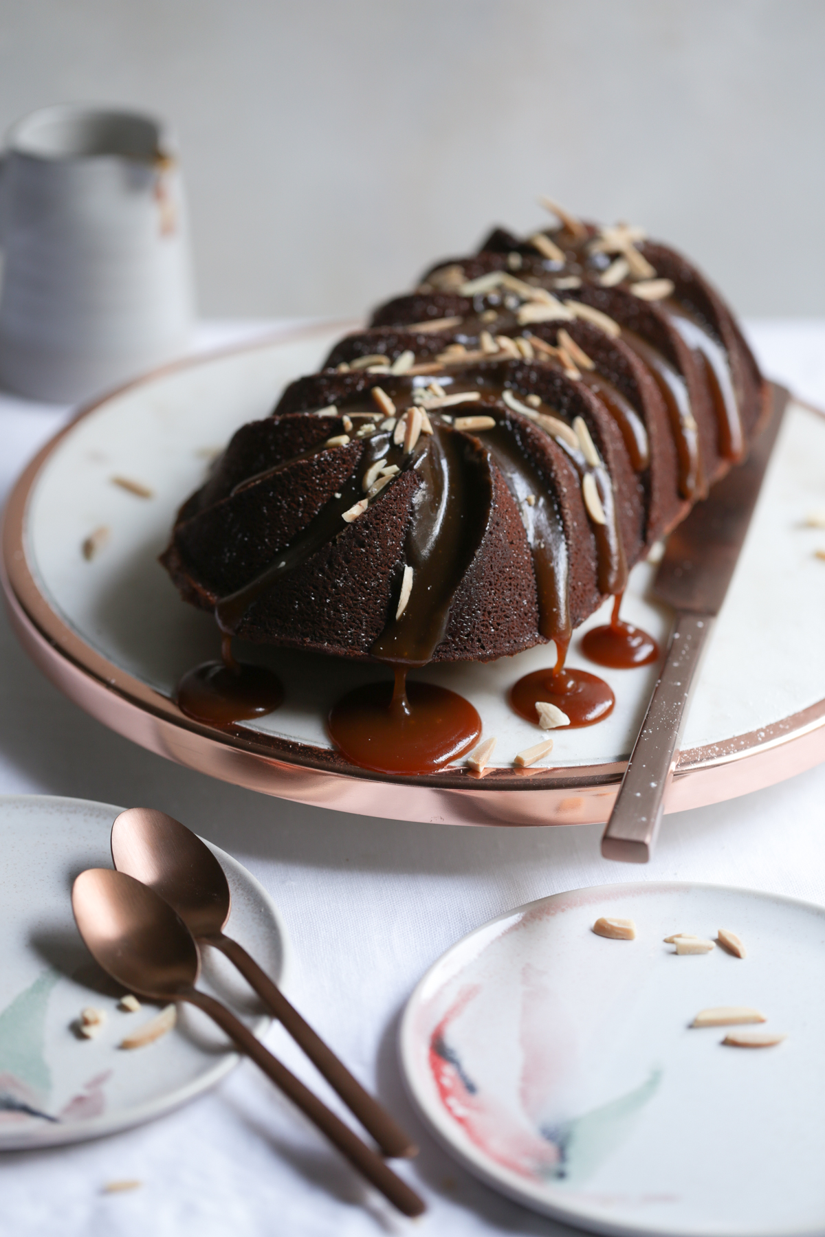 Marbled Chocolate Coffee Cake + Salted Caramel | The Polka Dotter