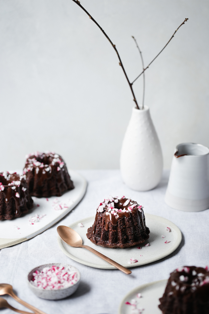 Chocolate Peppermint Mini Bundt Cakes | The Polka Dotter