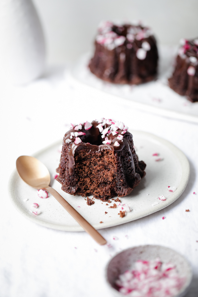 Chocolate Peppermint Mini Bundt Cakes | The Polka Dotter