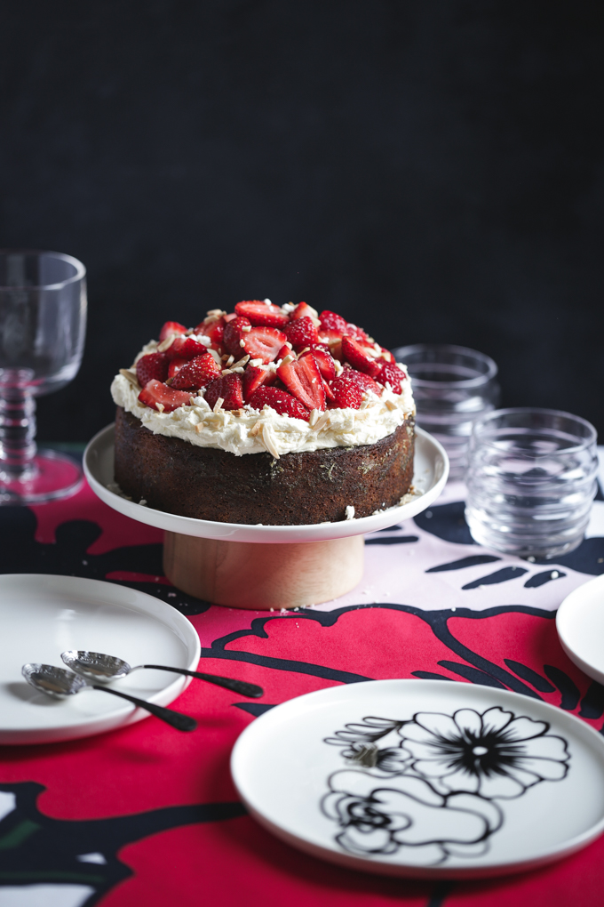 Strawberry and Basil Syrup Cake | The Polka Dotter