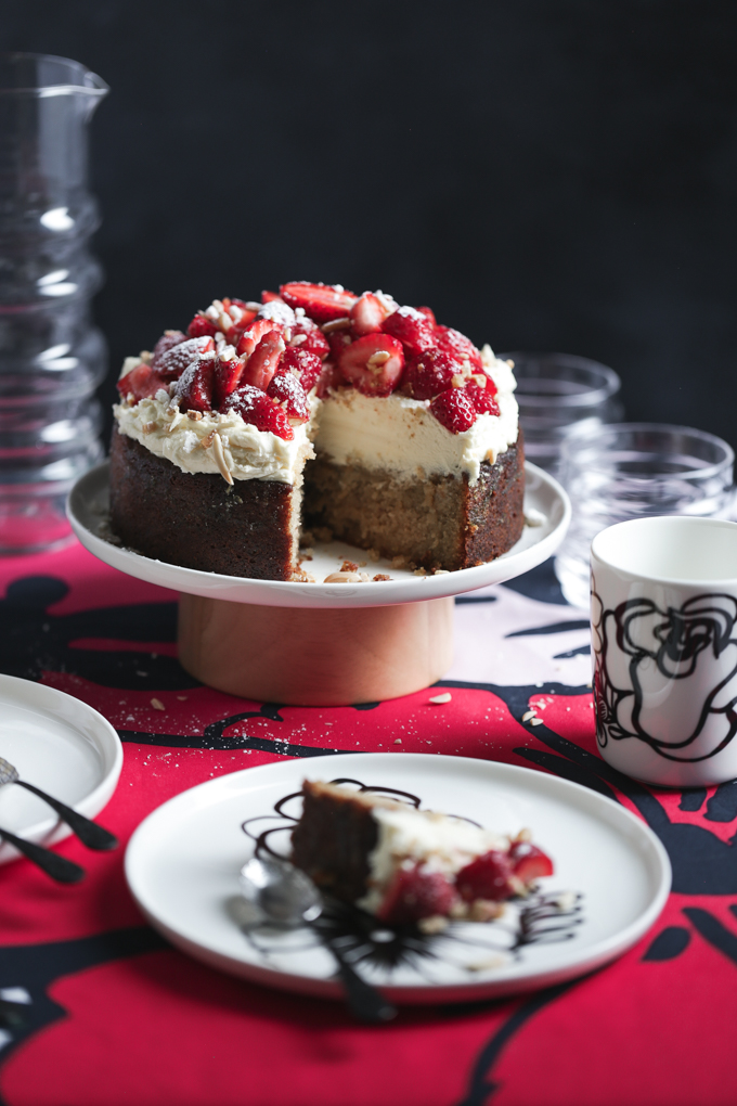 Strawberry and Basil Syrup Cake | The Polka Dotter