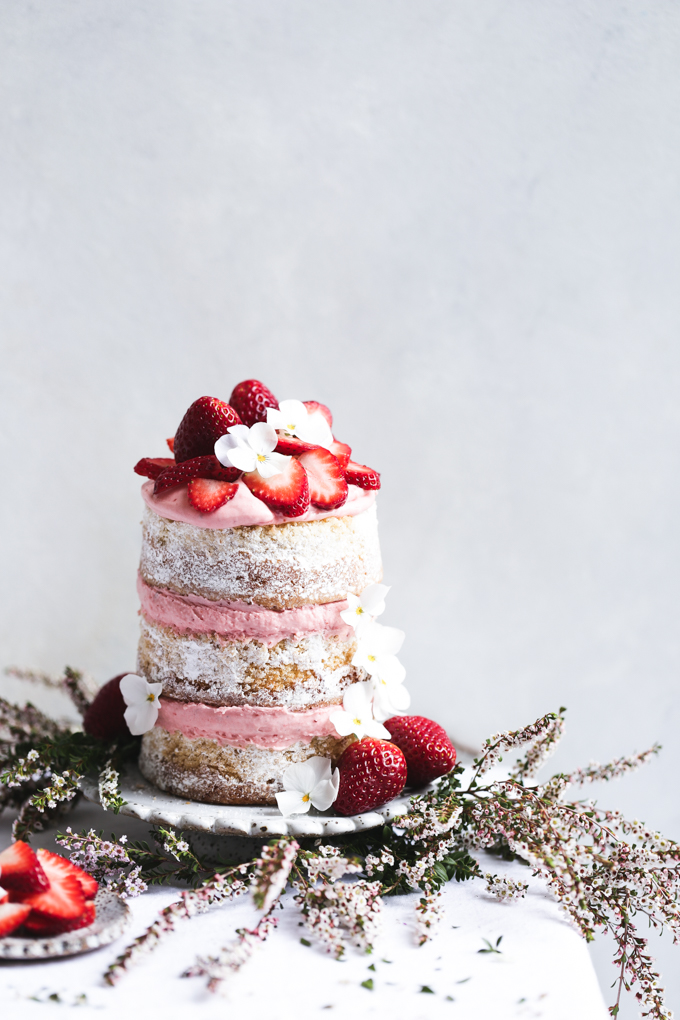 Roasted Strawberry, Lime & White Chocolate Layer Cake | The Polka Dotter