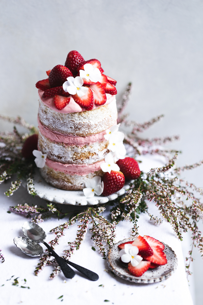 Roasted Strawberry, Lime & White Chocolate Layer Cake | The Polka Dotter