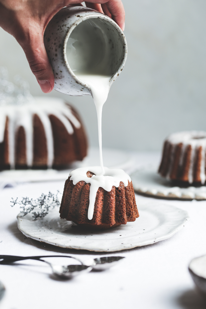 Mini Gingerbread Bundt Cakes + Lemon Glaze - The Polka Dotter