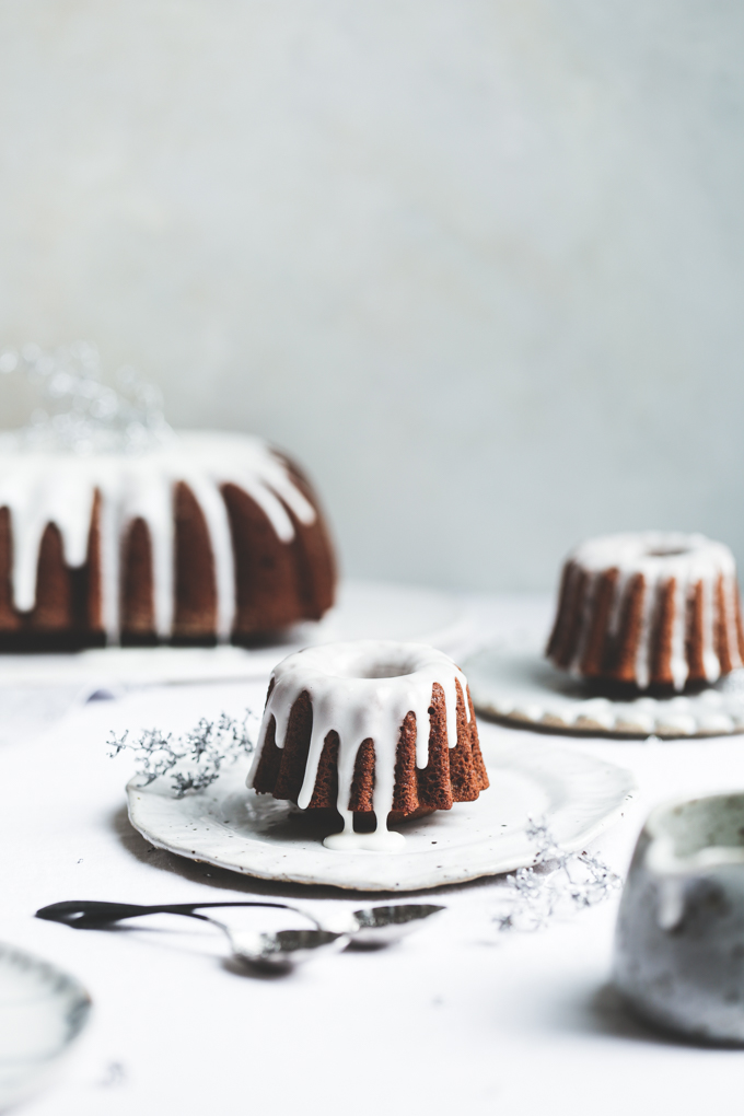 Gingerbread Mini Bundt Cakes + Lemon Glaze | The Polka Dotter