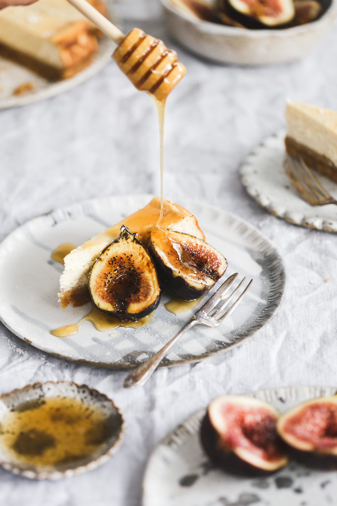 Honey Ricotta Cheesecake with Bruleed Figs | The Polka Dotter