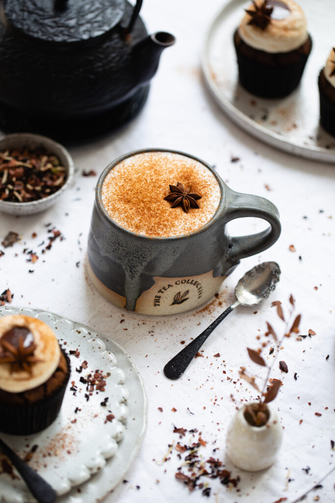 Chocolate Coconut Chai Caramel Cupcakes | The Polka Dotter