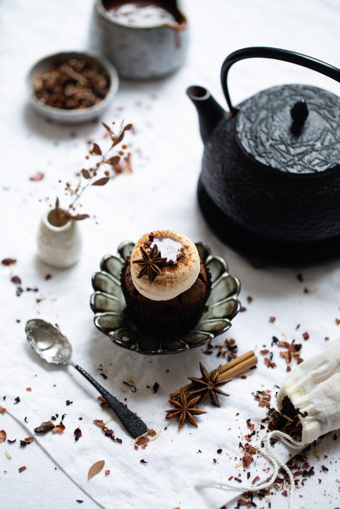 Chocolate Coconut Chai Caramel Cupcakes | The Polka Dotter