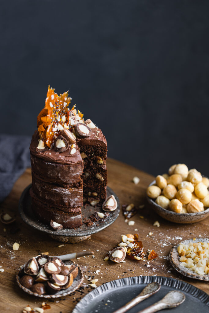 Chocolate Macadamia Black Sesame Cake | The Polka Dotter