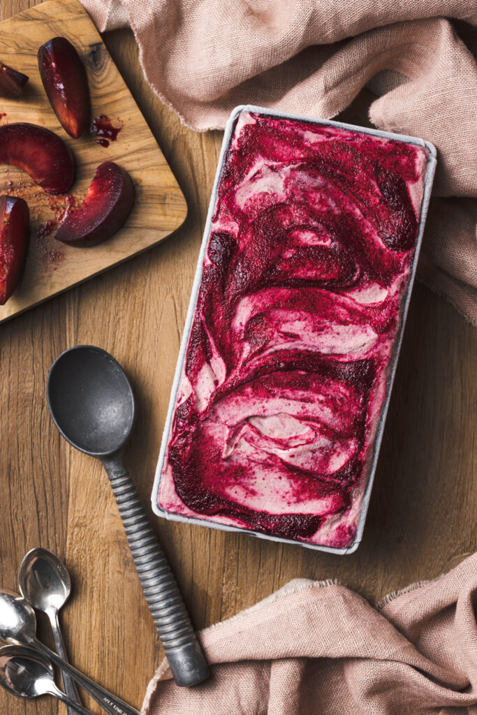 Roasted Plum Swirl Ice Cream | The Polka Dotter