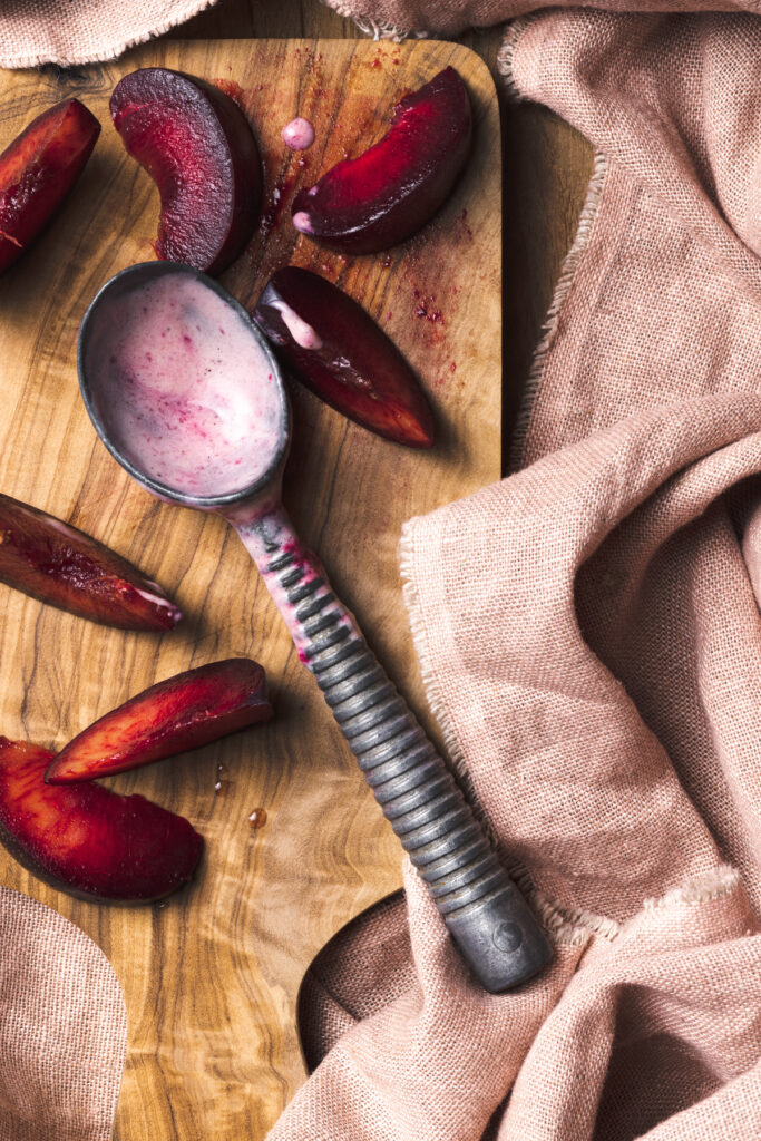 Roasted Plum Swirl Ice Cream | The Polka Dotter