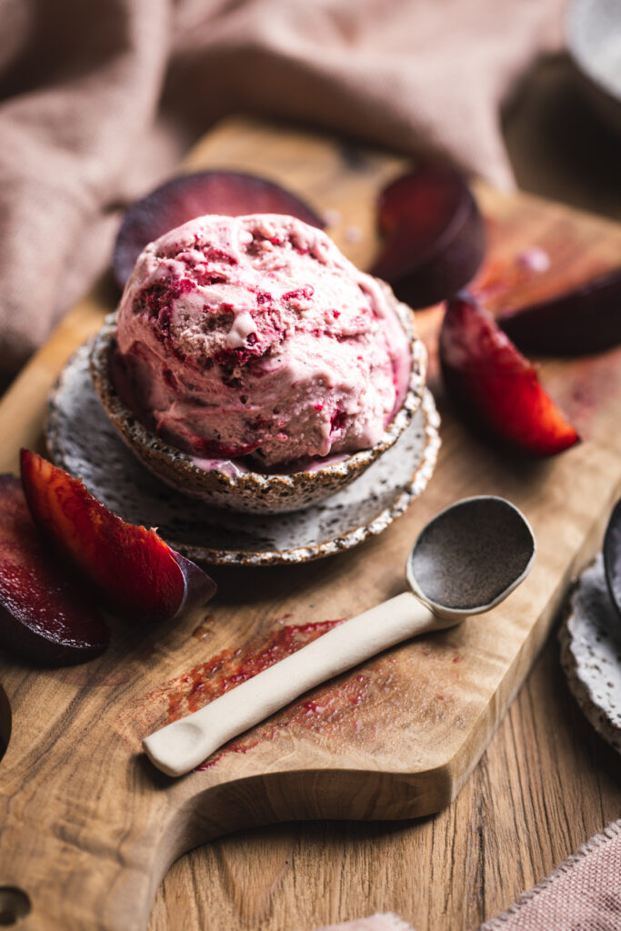 Roasted Plum Swirl Ice Cream | The Polka Dotter
