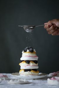 Rose and Blackberry Meringue Stack with Lemon Curd - The Polka Dotter